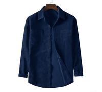 Corduroy Blouses for Men Ideal Choice for Stylish Spring and Autumn Outfits (L Dark Blue)