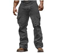 Corduroy Cargo Trousers for Men Button Relaxed Fit Casual Trousers with Multi Pockets Comfortable Outdoor Cargo Pants Outdoor Daily Wear Autumn Winter Dark Gray