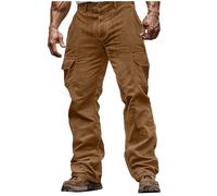 Corduroy Cargo Trousers for Men Button Relaxed Fit Casual Trousers with Multi Pockets Comfortable Outdoor Cargo Pants Outdoor Daily Wear Autumn Winter Orange