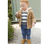 Corduroy coat for babies with faux fur lining caramel