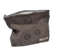Corduroy Cosmetic Bag - Aesthetic Women's Makeup Organizer & Storage, Large Capacity, Gray Dots