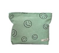 Cosmetic Bags for Women - Corduroy Cosmetic Bag Aesthetic Women Handbags Purses Smile Dots Makeup Organizer Storage Makeup Bag Girls Case Bags, Green, Kawaii Cute Corduroy Cosmetic Bags Women Makeup