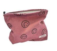 Cosmetic Bags for Women,Corduroy Cosmetic Bag Aesthetic Women Handbags Purses Smile Dots Makeup Organizer Storage Makeup Bag Girls Case Bags, Pink, Kawaii Cute Corduroy Cosmetic Bags Women Makeup Bag