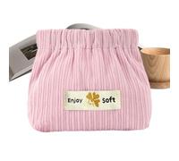 Corduroy Cosmetic Case, Corduroy Makeup Bag,Small Soft Makeup Bag in a - Spacious Portable Organization Case for Hairpins, Circles, pink, Please refer to the description, Please refer to description