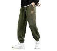 Corduroy Cuffed Sweatpants for Men Cotton Warm Baggy Tapered Ankle Pants Elastic Waist Drawstring Comfy Loose Lounge Pants