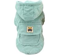 Corduroy Dog Winter Coat, Hooded Windproof Pet Jacket, Thermal Insulated Small Dog Apparel, Warm Autumn Winter Walk Wear, for Chihuahua Yorkshire Terrier