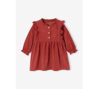 Corduroy Dress with Broderie Anglaise Ruffles for Baby Girls terracotta