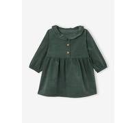 Corduroy Dress with Fancy Collar for Babies fir green