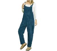 Corduroy Dungarees for Women UK Clearance,Jumpsuits Ladies Loose Fit Winter Suspender Bib Overalls Solid Rompers Wide Leg Trousers Pants Playsuit with Pockets Size 8-16 Blue