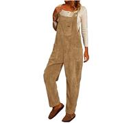 Corduroy Dungarees for Women UK Sale Clearance,Jumpsuits Ladies Loose Fit Winter Suspender Bib Overalls Solid Rompers Wide Leg Trousers Pants Playsuit with Pockets Size 8-16