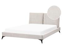 Beliani Bed Corduroy Melle 160 X 200 Cm (Eu King Size) Light Beige