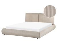Corduroy EU King Size Bed Taupe VINAY