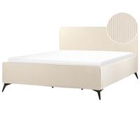 Corduroy EU Super King Size Bed Beige VALOGNES