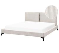 Corduroy EU Super King Size Bed Light Beige MELLE