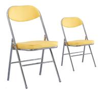Corduroy Folding Chairs Set of 2 Upholstered with Sturdy Metal Legs Space Saving Design for Dining Room Office Reception Area