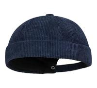 Corduroy Hat Docker Cap for Men Women, Brimless Hats Worker Sailor Cap Beanie Retro Beanie Rolled Cuff Skullcaps with Adjustable