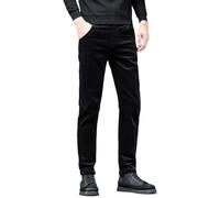 Corduroy High Slim Straight Leg Trousers - Men Business High Waist Black