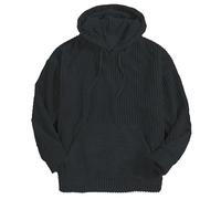 Corduroy Hoodies for Men, Fall Winter Long Sleeve Patchwork Hooded Sweatshirt Drawstring Casual Pullover Sweater (Navy blue,M)