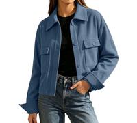 Corduroy Jackets for Women Button Down Transition Jacket Long Sleeve Lapel Collar Bomber Coat Cropped Corduroys Knit Outerwear Classic Trendy Smart Flight Shacket Baseball Coats with Chest Pockets