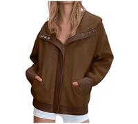 Corduroy Jackets for Women UK Ladies Full Zip Hoodie Coat Cotton Cardigan with Pockets Soft Long Sleeve Hooded Sweatshirt Overcoat Casual Loose Comfy Outwear Ladies Jumper Tops for Autumn Winter