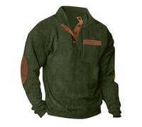 Corduroy Jumper Mens V Neck 1/4 Button Sweatshirt Fleece Pullover Long Sleeve Loose Fit Autumn Winter Teddy Bear Sweatshirts Winter Warm Sweat Tops Sherpa Sweatshirts Workwear Thick Gym Sportwear