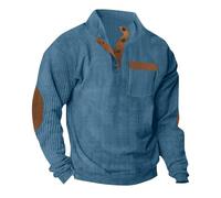 Corduroy Jumper Mens V Neck 1/4 Button Sweatshirt Fleece Pullover Long Sleeve Loose Fit Autumn Winter Teddy Bear Sweatshirts Winter Warm Sweat Tops Sherpa Sweatshirts Workwear Thick Gym Sportwear