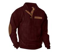 Corduroy Jumper Mens V Neck 1/4 Button Sweatshirt Fleece Pullover Long Sleeve Loose Fit Autumn Winter Teddy Bear Sweatshirts Winter Warm Sweat Tops Sherpa Sweatshirts Workwear Thick Gym Sportwear
