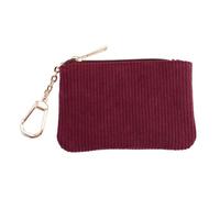 Corduroy Keychain Coin Purse - Medium Size Change Purse, Keychain Pouch Wallet for Women and Men, Wine Red, Classic