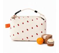 Corduroy Lunch Bag Insulated Cooler Tote Foldable Freshness Keeper Portable | Keep meals fresh with a stylish corduroy insulated lunch bag featuring thermal foil lining, large capacity, and top handle.
