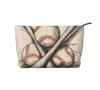 Corduroy Makeup Bag Cosmetic Bag For Women Girls,Large Capacity Portable Toiletry Pounch With Zipper, Hand Drawn Baseball Bats And Ball Aesthetic Women Handbags Purses Travel Make Up Organizer
