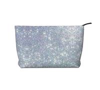Corduroy Makeup Bag Daily Use Cosmetic Makeup Bag Portable Travel Toiletry Bag,Bling Silver Printed Glitter