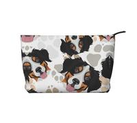 Corduroy Makeup Bag Daily Use Cosmetic Makeup Bag Portable Travel Toiletry Bag,Dog Paws Pattern Bernese Mountain Dog