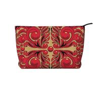 Corduroy Makeup Bag for Women Girls, Russian Art Pattern Prints Spacious Travel Cosmetic Organiser for Make-up, Toiletries & Essentials