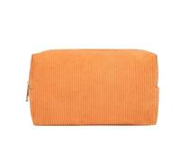 Corduroy Makeup Bag for Women, Large Portable Travel Cosmetic case, Toiletry Bag(Orange)