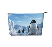 Corduroy Makeup Bag for Women Soft Cosmetic Pouch with Zipper Travel Toiletry Organizer for Daily Use (Penguin Antarctica Ice)