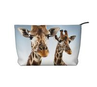 Corduroy Makeup Bag for Women Soft Cosmetic Pouch with Zipper Travel Toiletry Organizer for Daily Use (Necks of Giraffe)