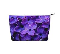 Corduroy Makeup Bag for Women Soft Cosmetic Pouch with Zipper Travel Toiletry Organizer for Daily Use (Violet Flower)