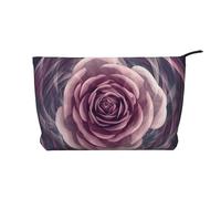 Corduroy Makeup Bag for Women Soft Cosmetic Pouch with Zipper Travel Toiletry Organizer for Daily Use (Sphere Blooming Flower Rose)