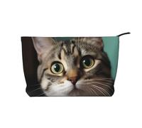 Corduroy Makeup Bag for Women Soft Cosmetic Pouch with Zipper Travel Toiletry Organizer for Daily Use (A Curious cat)