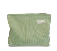 Corduroy Makeup Bag with Compartment Cosmetic Toiletry Travel Pouch, Make Up Accessory Organizer, Zipper Closure, Canvas Lined (LG Vanilla Fresh Green Corduroy)