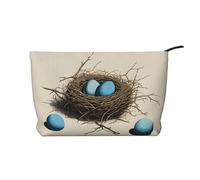 Corduroy Makeup Bag Zipper Toiletry Bag Cosmetic Pouch Travel/Beach Essentials Gift for Her - Birds Nest