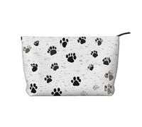 Corduroy Makeup Bag Zipper Toiletry Bag Cosmetic Pouch Travel/Beach Essentials Gift for Her - Dog Bones Prints