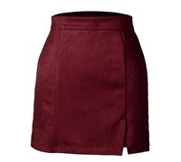 Corduroy Mini Skirts for Women UK Elegant Party Skirt Women Going Out A-Line Skirts Casual Comfortable Solid Holiday Skirts High Waist Slim Sexy Skirts Wine