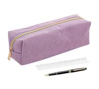 Corduroy Pencil Case - Aesthetic Pencil Pouch | Zipper Stationery Case | Large Capacity Stationery Holder Container Organizer for Teen Girls Adult Elementary School for Boys, purple, 説明を参照してください, See