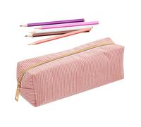 Corduroy Pencil Case - Aesthetic Pencil Pouch | Zipper Stationery Case | Large Capacity Stationery Holder Container Organizer for Teen Girls Adult Elementary School for Boys, PINK, 説明を参照してください, See
