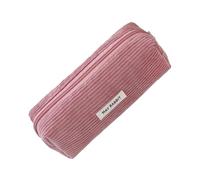 Corduroy Pencil Case - Multifunctional Stationery Organizer Pouch, Student Pencil Pouch Makeup Bag Corduroy Cosmetic Bag | Compact Makeup Wallet for Daily Use for Women, Girls, Meat powder, 説明を参照