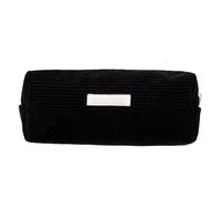 Corduroy Pencil Case - Pencil Case for Girls | Corduroy Pencil Organizer Case, Portable Pencil Organizer Box with Zipper, Aesthetic Pencil Case for School Element, Black, Fare riferimento alla