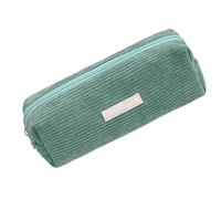 Corduroy Pencil Case - Stylish Simple Large Capacity Pen Organizer with Zipper | Cute Aesthetic Makeup Bag & School Stationery Pouch for Elementary to College | Beige & White Color Options