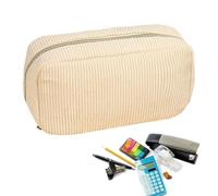 Corduroy Pencil Case - Zipper Pouch Organizer, Writing Stationery with Multiple Compartments, School Container with Soft Fabric, Teens Students Holder for Middle College Boys Girls Kids Supplies