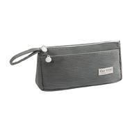 Corduroy Pencil Large Capacity Pencil Portable Pen Pouch Storage Stationery Organizer Cute Pencil Pouch for Home School (Grey, 21.5x11x5.5cm)